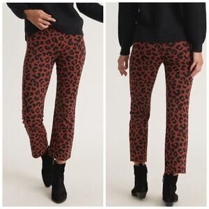 Marine Layer Valencia Pant Kick Flare Leg Cheetah Animal Print Brown NWT S
